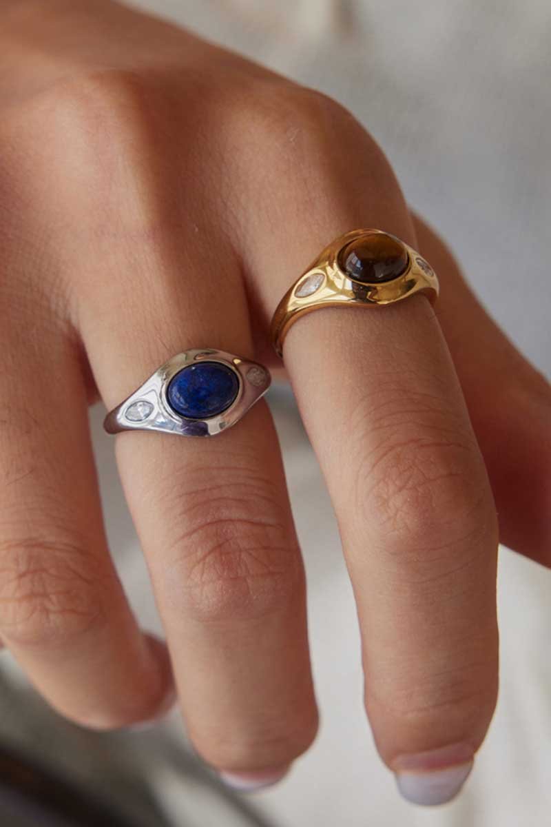 Oval Stone Open Cuff Ring