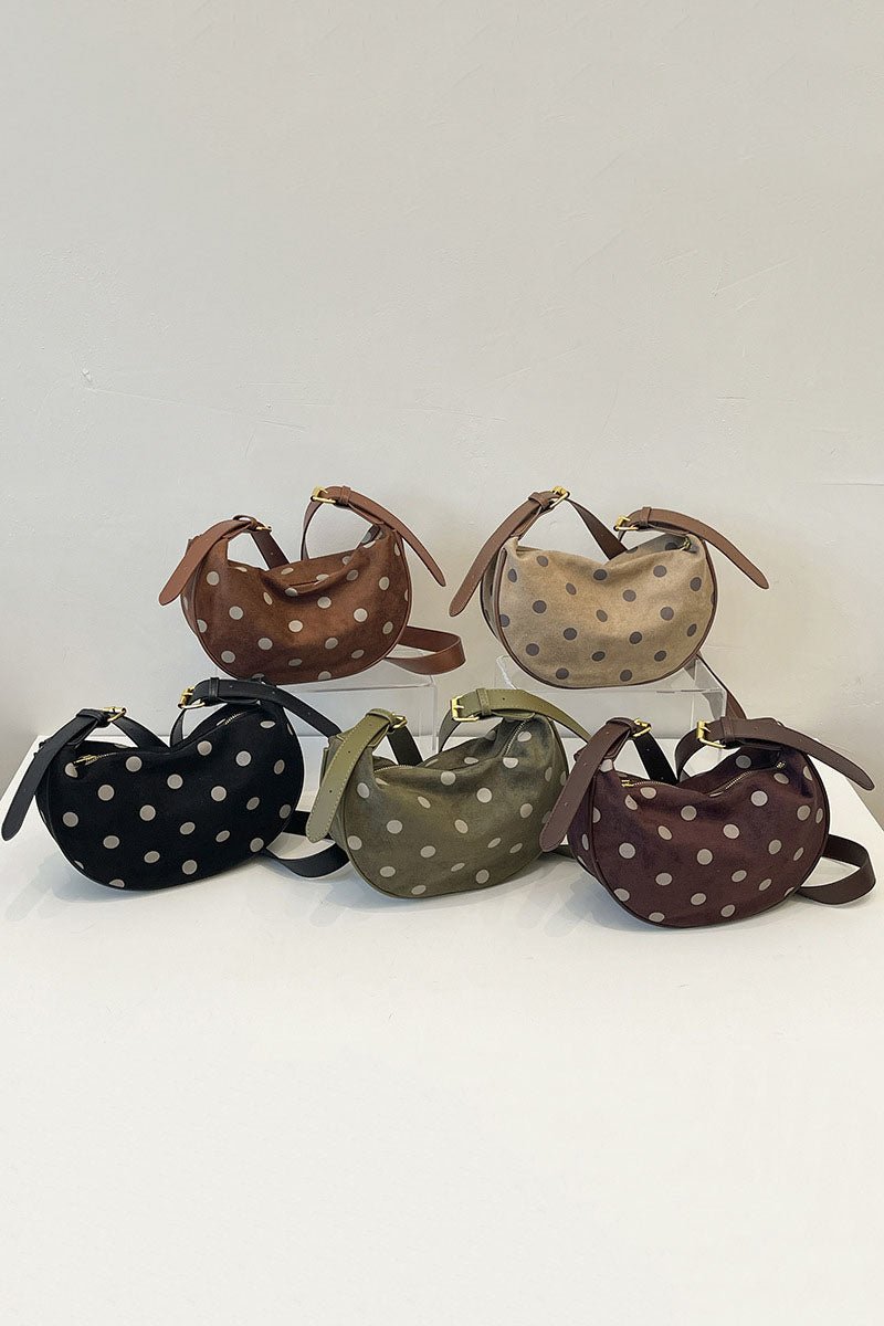 Polka Dot Crescent Shoulder Bag