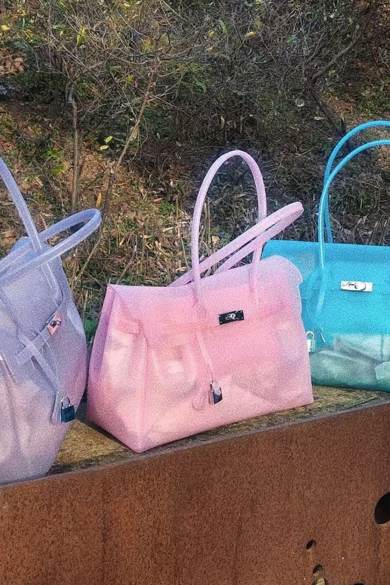 Sheer Mesh Structured Tote Bag