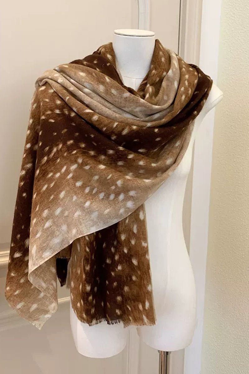 Deer Print Spotted Gradient Oversized Wrap Scarf
