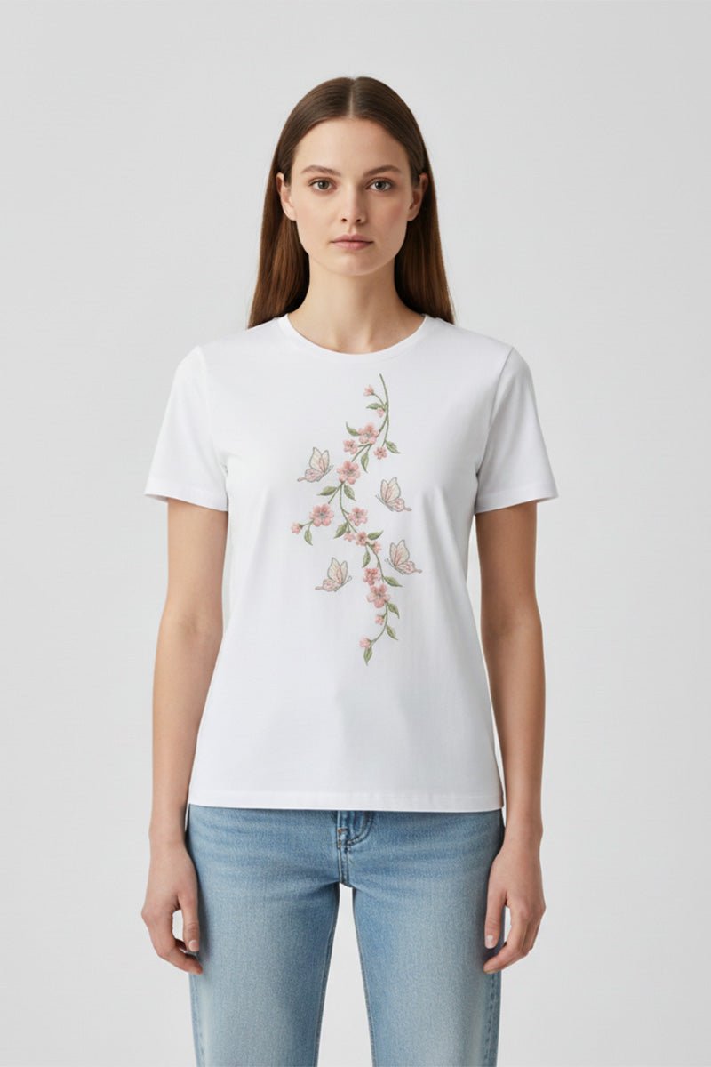 Trailing Blossom Embroidered T-Shirt