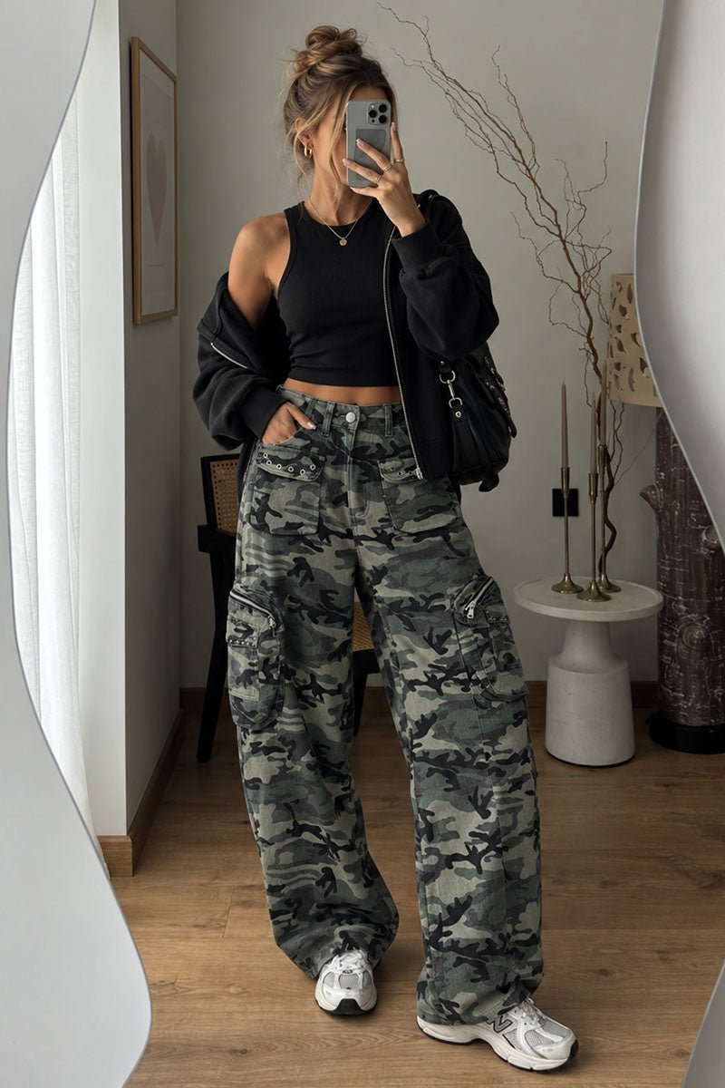 Camouflage Print Multi-Pocket Cargo Pants