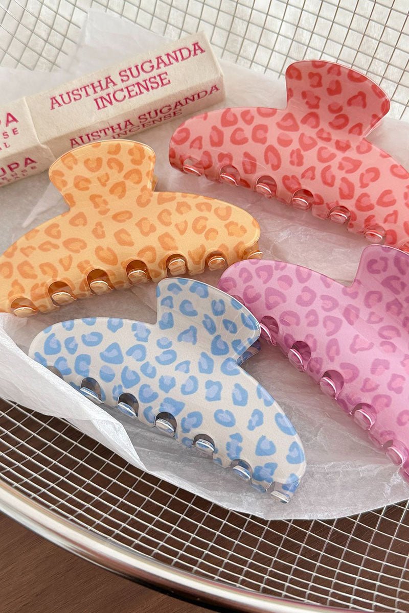 Leopard Print Glossy Claw Clip Set