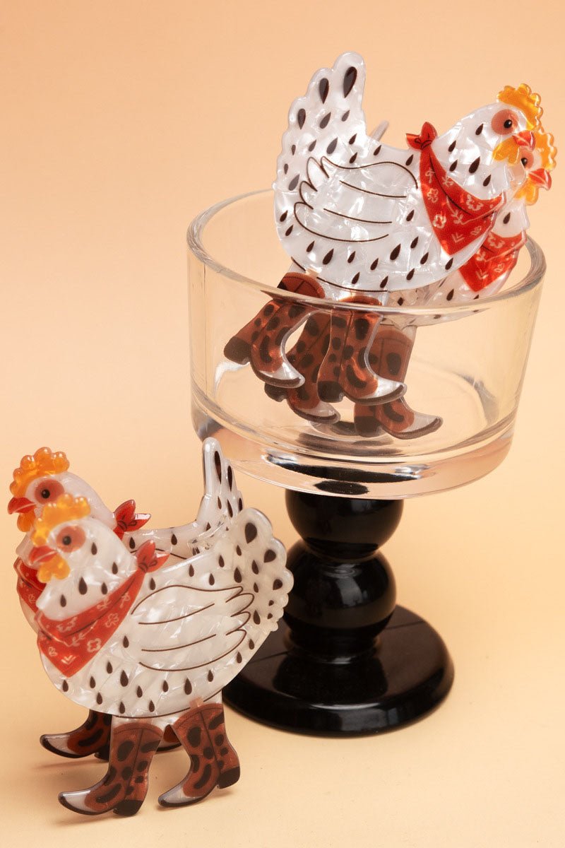 Acrylic Chicken Cowboy Boot Hair Clip