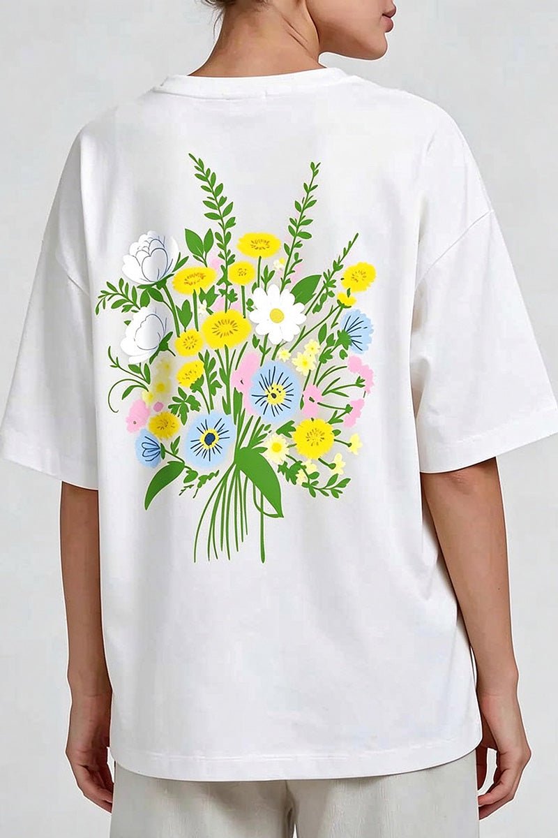 Floral Graphic Print Crew Neck T-Shirt