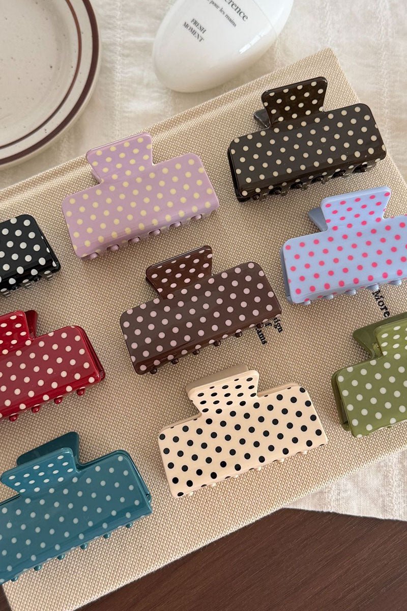 Polka Dot Glossy Square Hair Clip