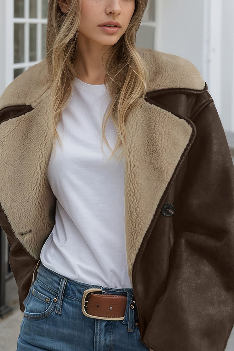 Sherpa Collar Button Front Coat