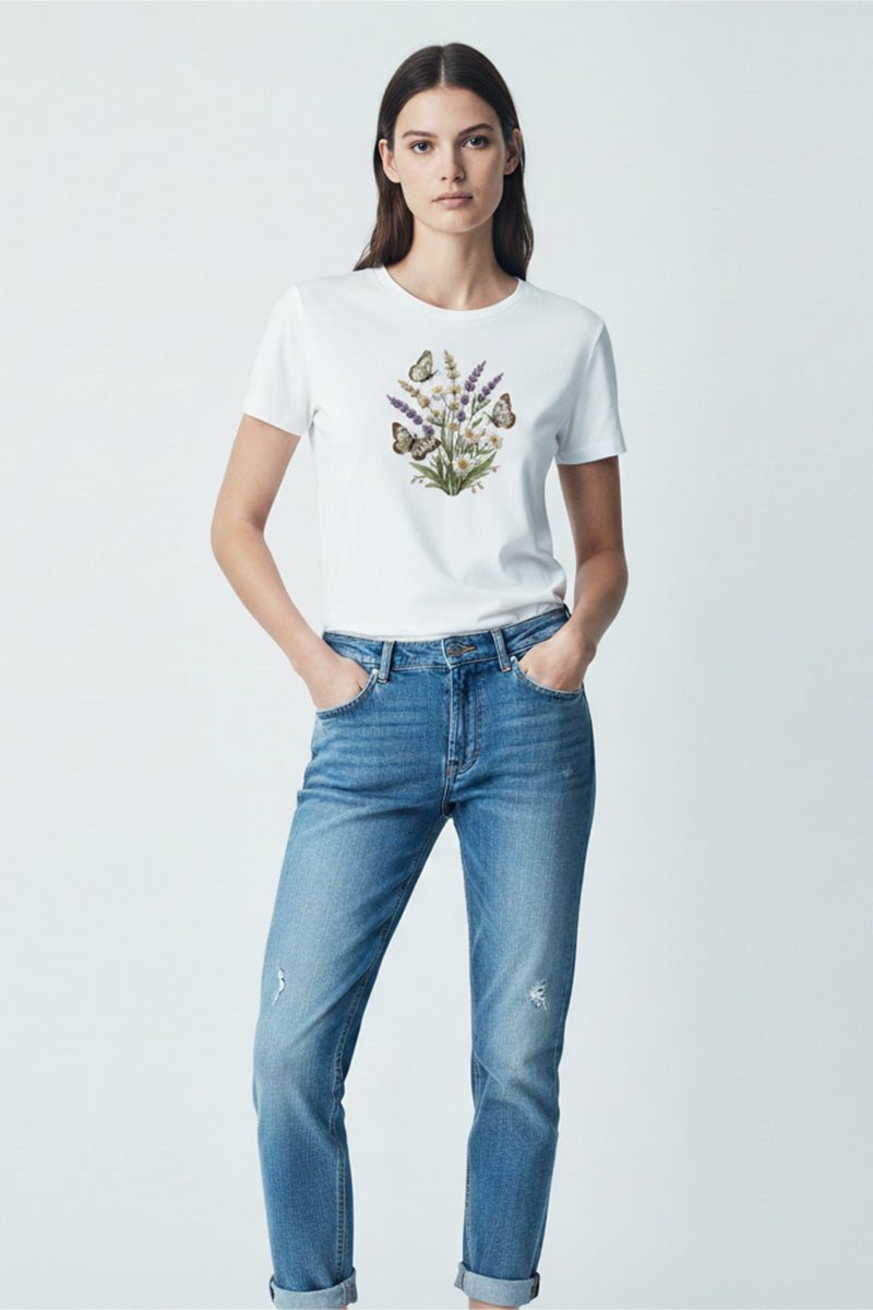 Lavender Meadow Embroidered T-Shirt