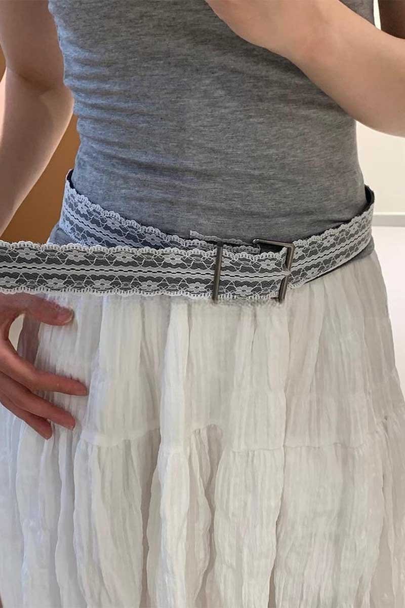 Floral Lace Double Buckle Belt