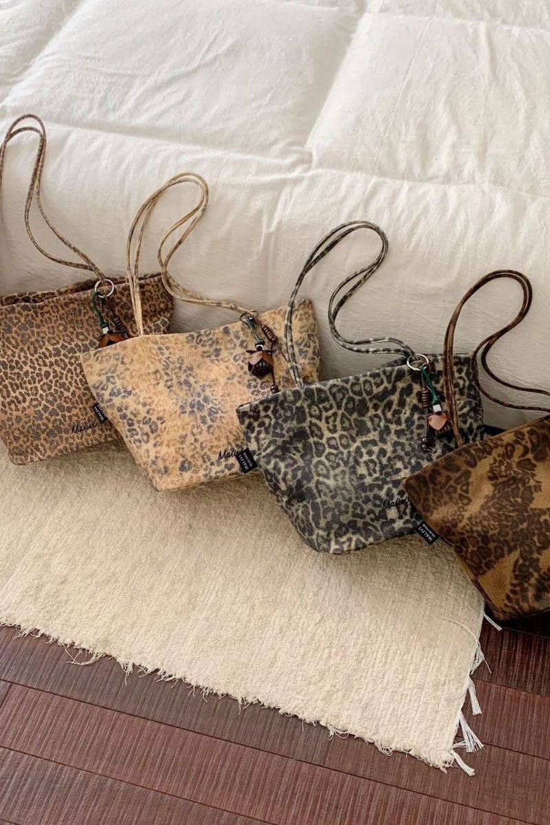 Animal Print Tote Bag With Tassel Charm