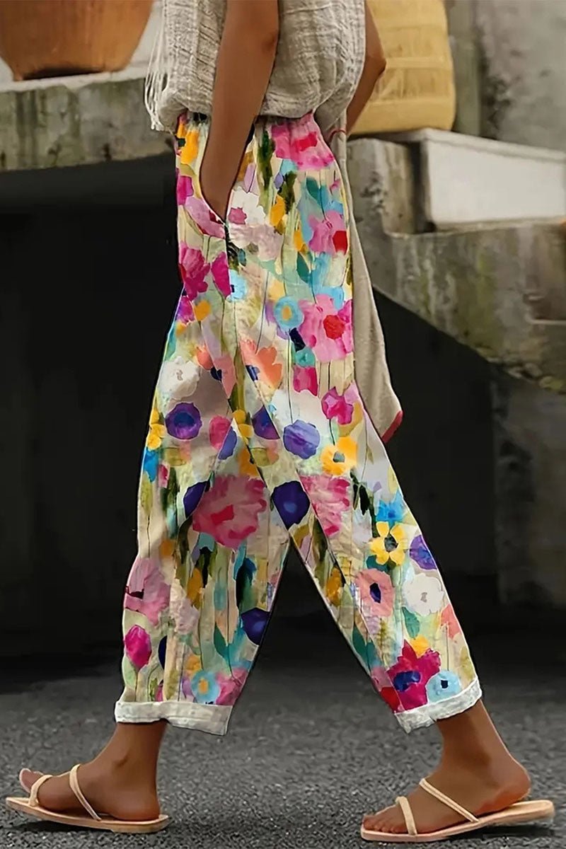 Floral Wide Leg Casual Pants