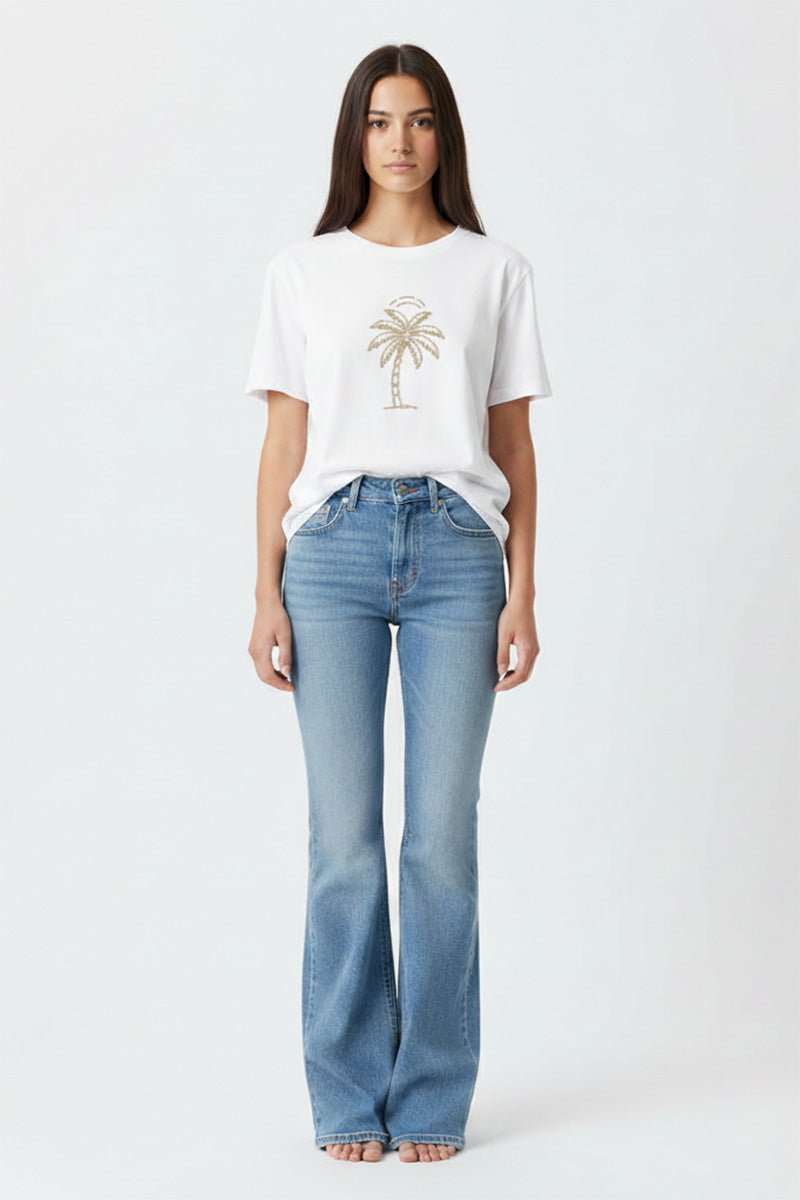Golden Palm Embroidered T-Shirt