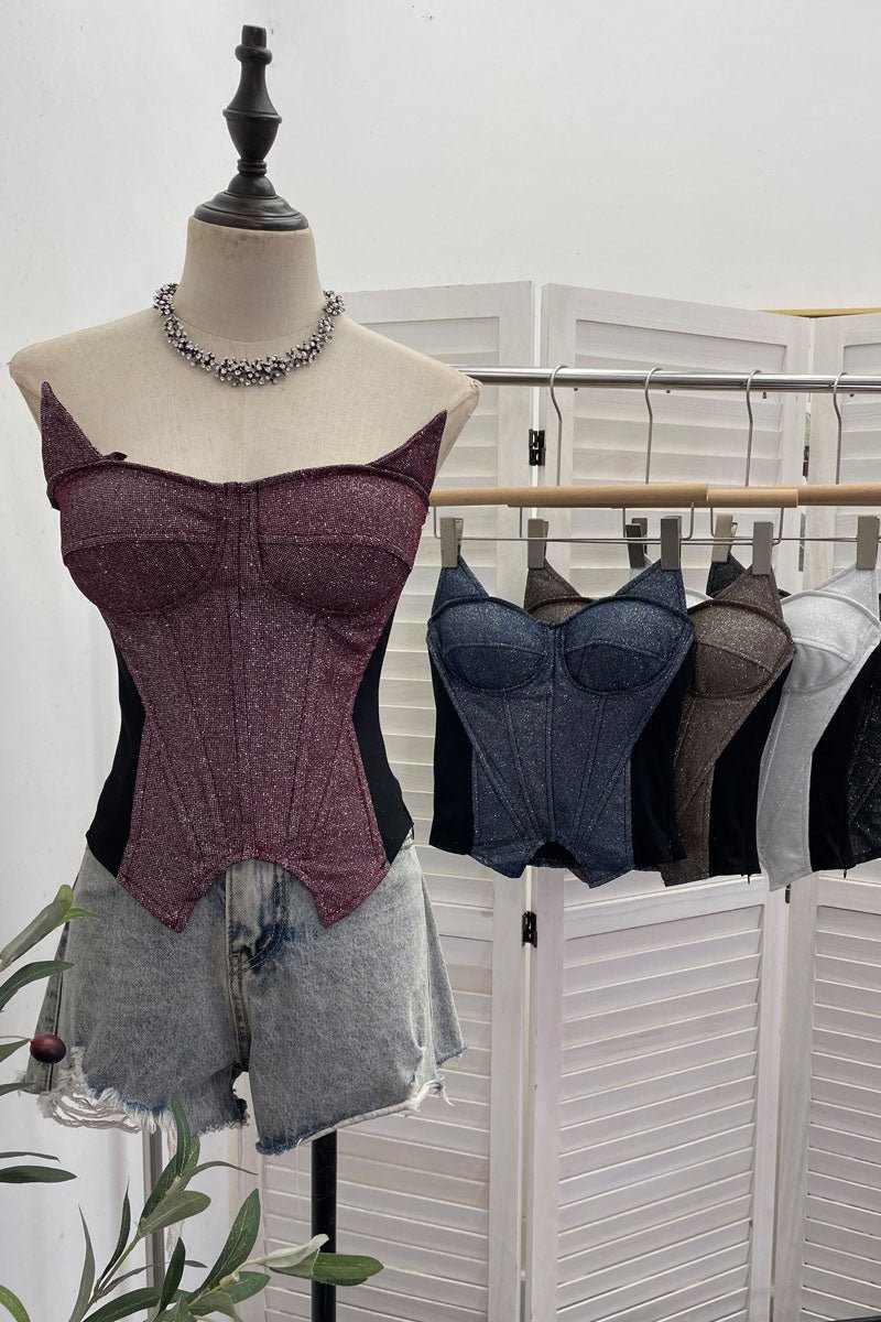 Shimmer Sweetheart Corset Bodysuit Tank