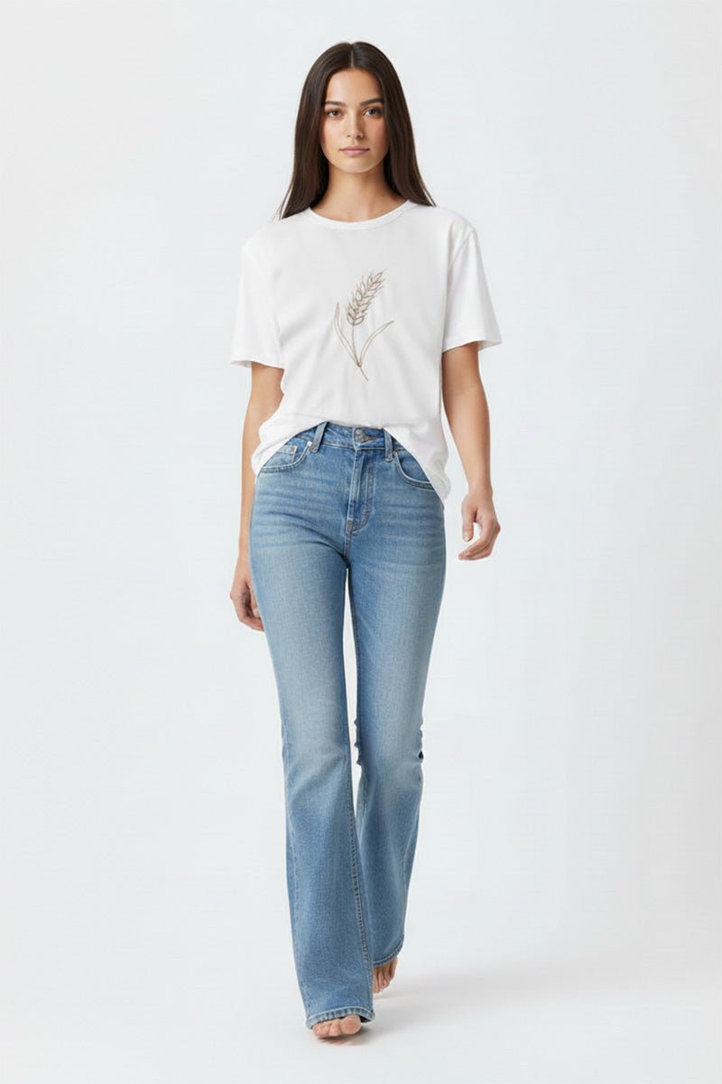 Wheat Sprig Embroidered T-Shirt