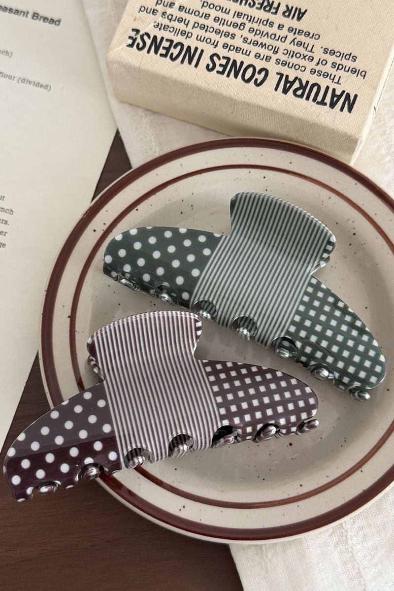 Patchwork Polka Dot Stripe Claw Clip