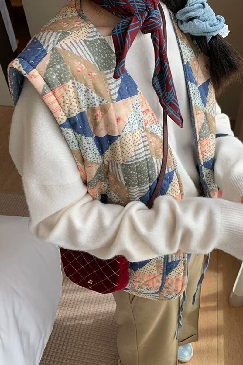 Patchwork Quilted Sleeveless Vest
