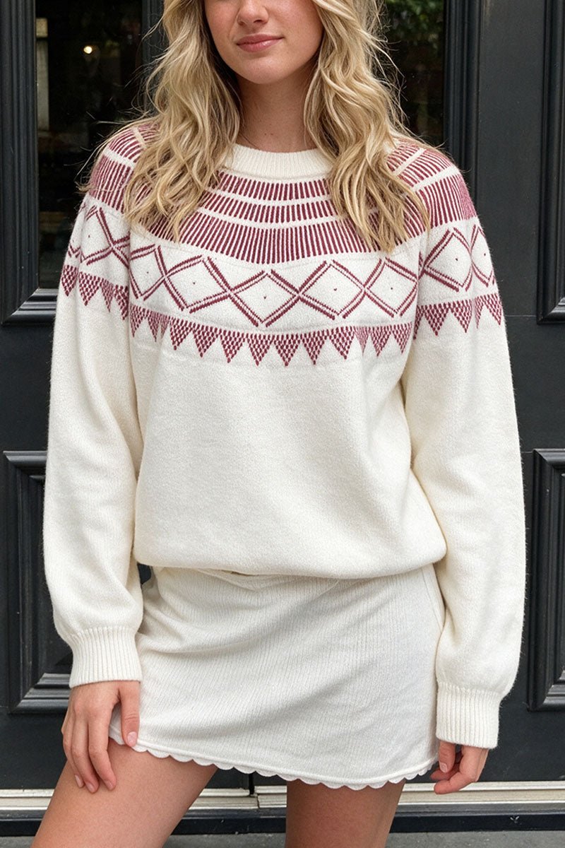 Fair Isle Knit Crew Neck Sweater