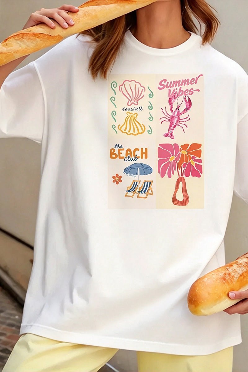 Summer Graphic Crew Neck Oversized T-Shirt