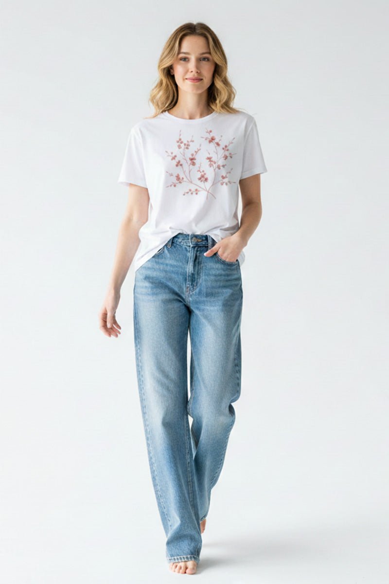 Blossom Breeze Embroidered T-Shirt