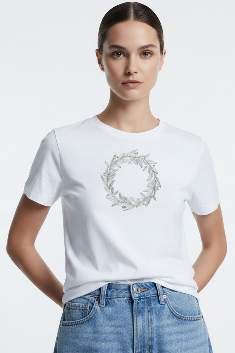 Laurel Wreath Embroidered T-Shirt