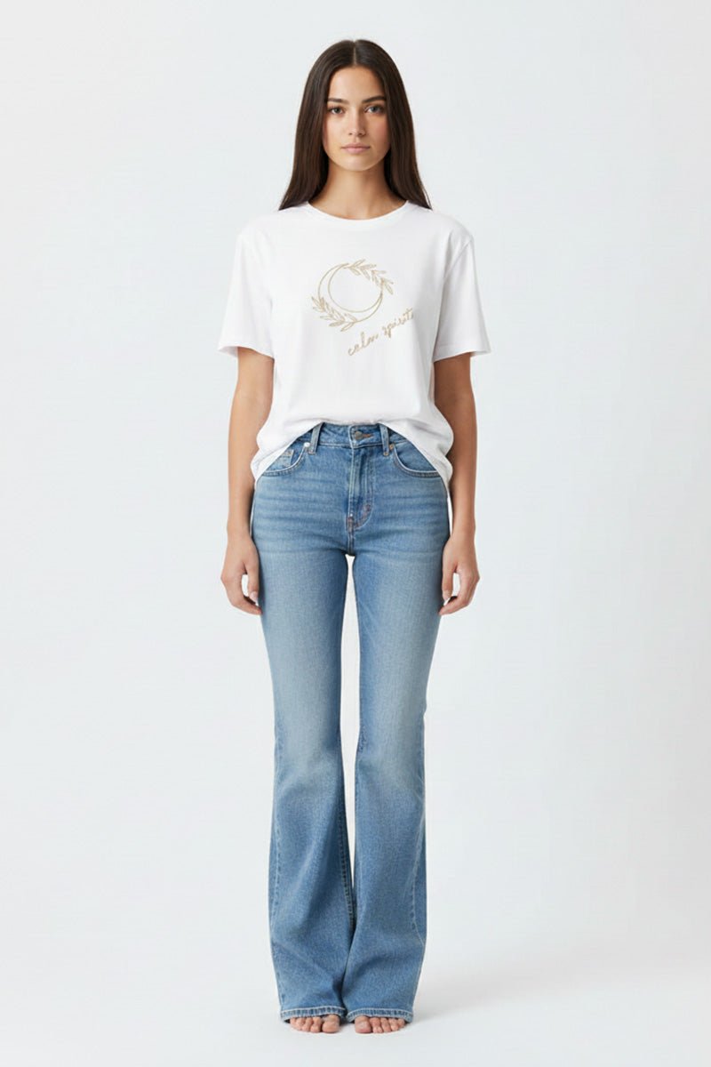 Calm Spirit Moon Embroidered T-Shirt