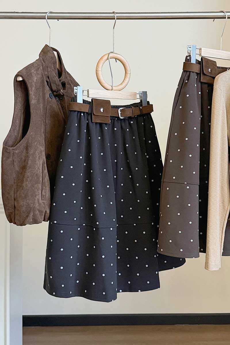 Polka Dot A-Line Midi Skirt