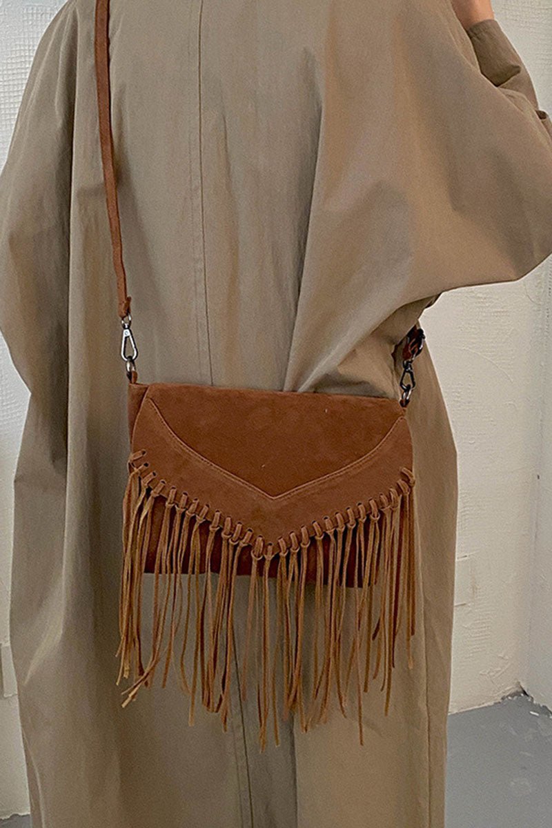 Fringe Envelope Flap Crossbody Bag