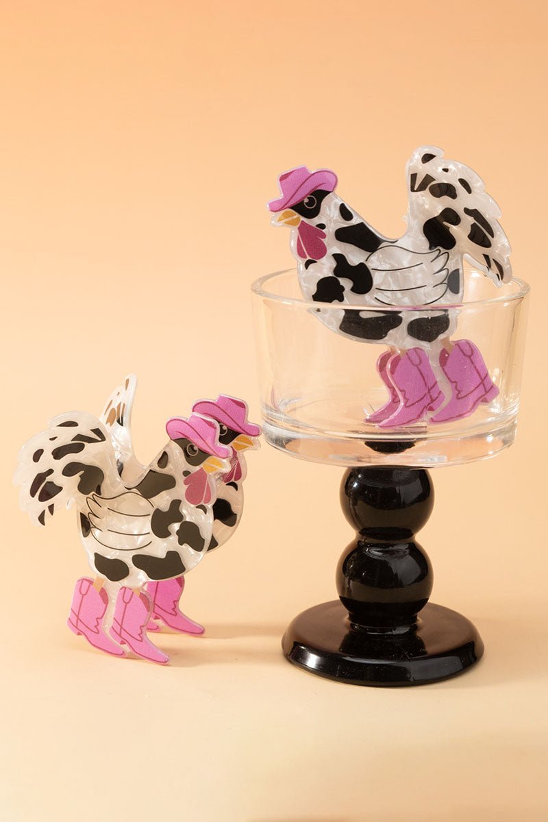 Cowboy Chicken Character Hair Clip