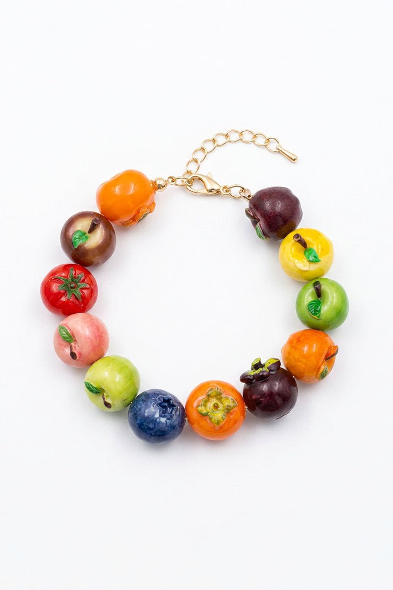 Fruit Charm Beaded Statement Bracelet